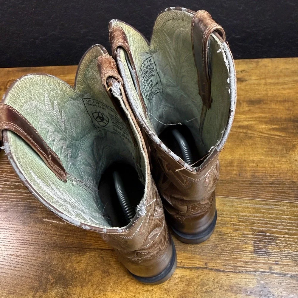 Ariat Heritage Western 29427 Brown‎ Leather Cowboy Boots Womens 6.5B